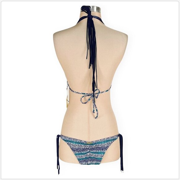 Sofia by VIX Paula Hermanny Moscow Print Fringe Scrunch Bikini 2 Piece NWT NEW L - Picture 7 of 10